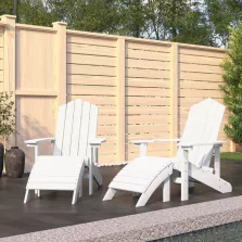 vidaXL 2 db fehér HDPE kerti adirondack szék lábtartóval