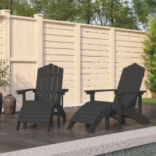   vidaXL 2 db antracitszürke HDPE kerti adirondack szék lábtartóval