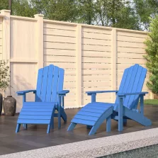   vidaXL 2 db vízkék HDPE kerti adirondack szék lábtartóval