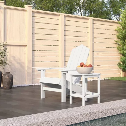 vidaXL fehér HDPE kerti adirondack szék asztallal