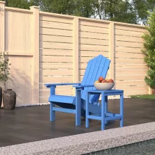 vidaXL vízkék HDPE kerti adirondack szék asztallal