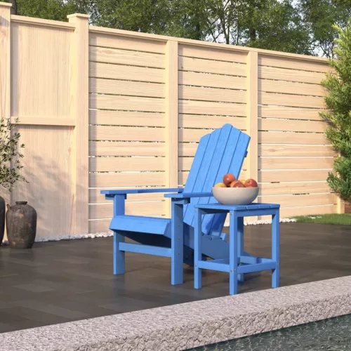 vidaXL vízkék HDPE kerti adirondack szék asztallal