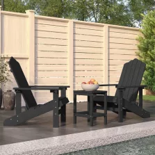   vidaXL antracitszürke HDPE kerti adirondack székek asztallal