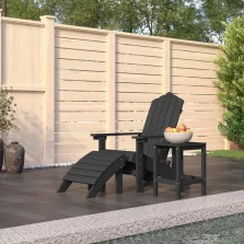   vidaXL antracitszürke kerti adirondack szék lábtartóval és asztallal