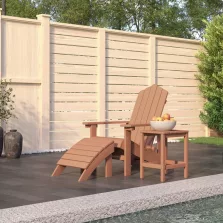   vidaXL barna HDPE kerti adirondack szék lábtartóval és asztallal