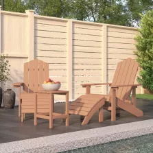   vidaXL barna HDPE kerti adirondack székek lábtartóval és asztallal