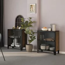   vidaXL 2 db rusztikus barna fém és MDF tárolószekrény 72 x 36 x 82 cm