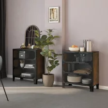   vidaXL 2 db rusztikus barna fém és MDF tárolószekrény 72 x 36 x 82 cm