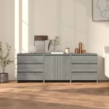   vidaXL 3 részes szürke sonoma színű szerelt fa tálalószekrény