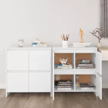   vidaXL 2 db fehér forgácslap tálalószekrény 70 x 41 x 75 cm