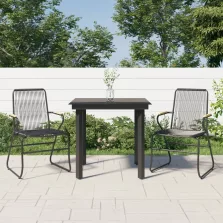 vidaXL 3 részes fekete PVC rattan kerti étkezőgarnitúra