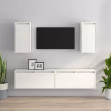 vidaXL 4 darab fehér tömör fenyőfa TV-szekrény