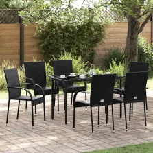 vidaXL 6 db fekete rakásolható polyrattan kültéri szék