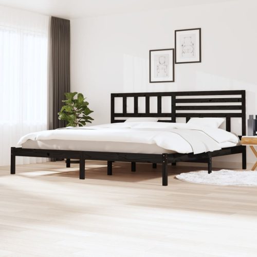 vidaXL Super King Size fekete tömör fenyőfa ágykeret 180 x 200 cm