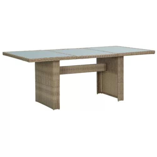 vidaXL barna üveg és polyrattan kerti étkezőasztal 200 x 100 x 74 cm