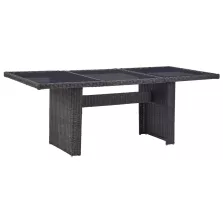   vidaXL barna üveg és polyrattan kerti étkezőasztal 200 x 100 x 74 cm