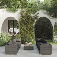   vidaXL 9 részes szürke polyrattan kerti ülőgarnitúra párnákkal