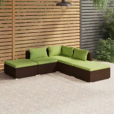   vidaXL 5 részes barna polyrattan kerti ülőgarnitúra párnákkal