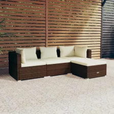   vidaXL 4 részes barna polyrattan kerti ülőgarnitúra párnákkal