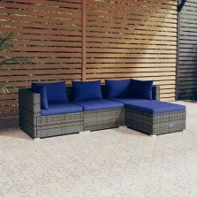   vidaXL 4 részes szürke polyrattan kerti ülőgarnitúra párnákkal
