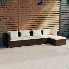   vidaXL 5 részes barna polyrattan kerti ülőgarnitúra párnákkal