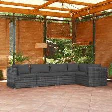   vidaXL 5 részes szürke polyrattan kerti ülőgarnitúra párnákkal