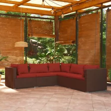   vidaXL 5 részes barna polyrattan kerti ülőgarnitúra párnákkal