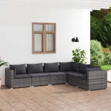   vidaXL 6 részes szürke polyrattan kerti ülőgarnitúra párnákkal