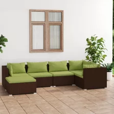   vidaXL 6 részes barna polyrattan kerti ülőgarnitúra párnákkal