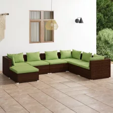   vidaXL 7 részes barna polyrattan kerti ülőgarnitúra párnákkal