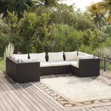   vidaXL 6 részes fekete polyrattan kerti ülőgarnitúra párnákkal