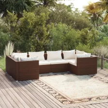   vidaXL 6 részes barna polyrattan kerti ülőgarnitúra párnákkal