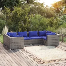   vidaXL 6 részes szürke polyrattan kerti ülőgarnitúra párnákkal