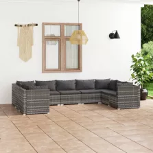   vidaXL 9 részes szürke polyrattan kerti ülőgarnitúra párnákkal