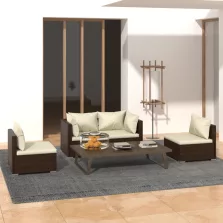  vidaXL 4 részes barna polyrattan kerti ülőgarnitúra párnákkal