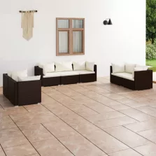   vidaXL 7 részes barna polyrattan kerti ülőgarnitúra párnákkal