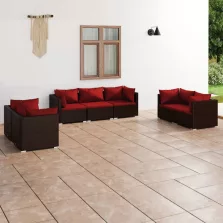   vidaXL 7 részes barna polyrattan kerti ülőgarnitúra párnákkal