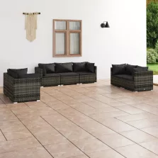   vidaXL 7 részes szürke polyrattan kerti ülőgarnitúra párnákkal