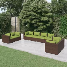   vidaXL 8 részes barna polyrattan kerti ülőgarnitúra párnákkal