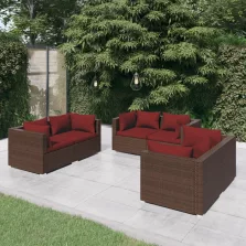   vidaXL 6 részes barna polyrattan kerti ülőgarnitúra párnákkal
