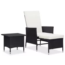   vidaXL 2 részes fekete polyrattan kerti bútorszett párnákkal