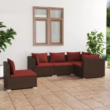   vidaXL 5 részes barna polyrattan kerti ülőgarnitúra párnákkal