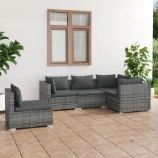   vidaXL 5 részes szürke polyrattan kerti ülőgarnitúra párnákkal