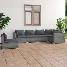   vidaXL 6 részes szürke polyrattan kerti ülőgarnitúra párnákkal
