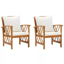 vidaXL 2 db tömör akácfa kerti szék párnákkal