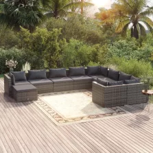   vidaXL 10 részes szürke polyrattan kerti ülőgarnitúra párnákkal