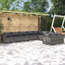   vidaXL 9 részes szürke polyrattan kerti ülőgarnitúra párnákkal