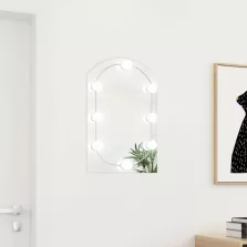 vidaXL ívelt üvegtükör LED-lámpákkal 60 x 40 cm