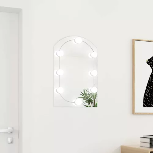 vidaXL ívelt üvegtükör LED-lámpákkal 60 x 40 cm
