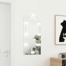 vidaXL ívelt üvegtükör LED-lámpákkal 90 x 45 cm